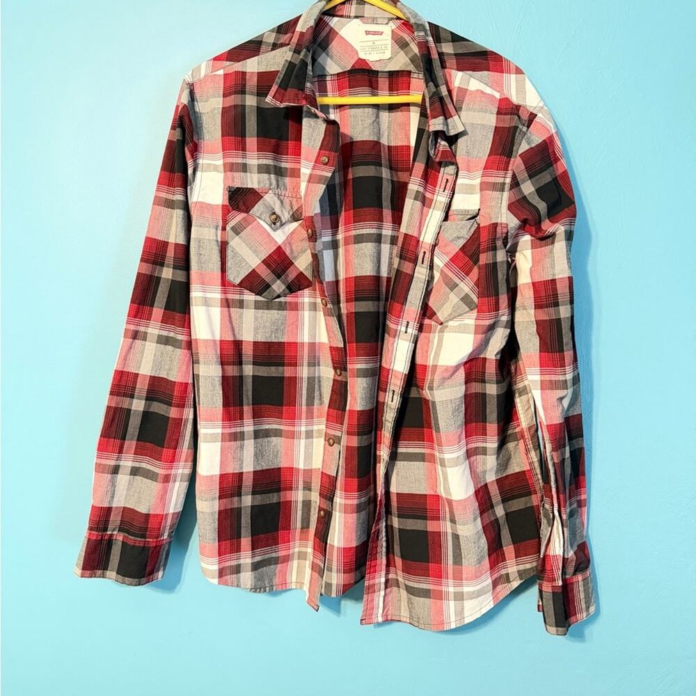 Levi's Mens Red White And Grey, Pocket, Lightweight, Button Down, XL